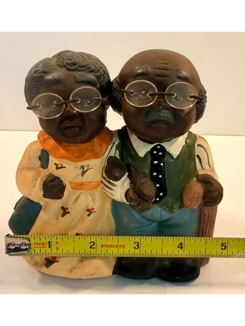 Vintage African American Elderly Couple Cute Old People Man Woman Figurine